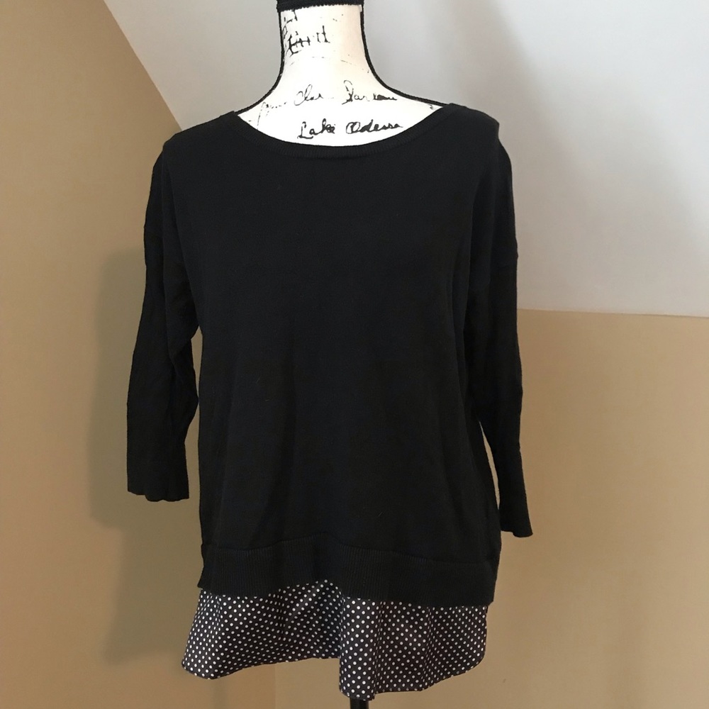 Ann Taylor Black and Polka Dot Blouse